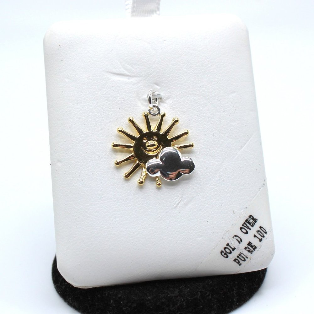 Sterling Silver Happy Smiley Sun Cloud .925 Charm Pendant